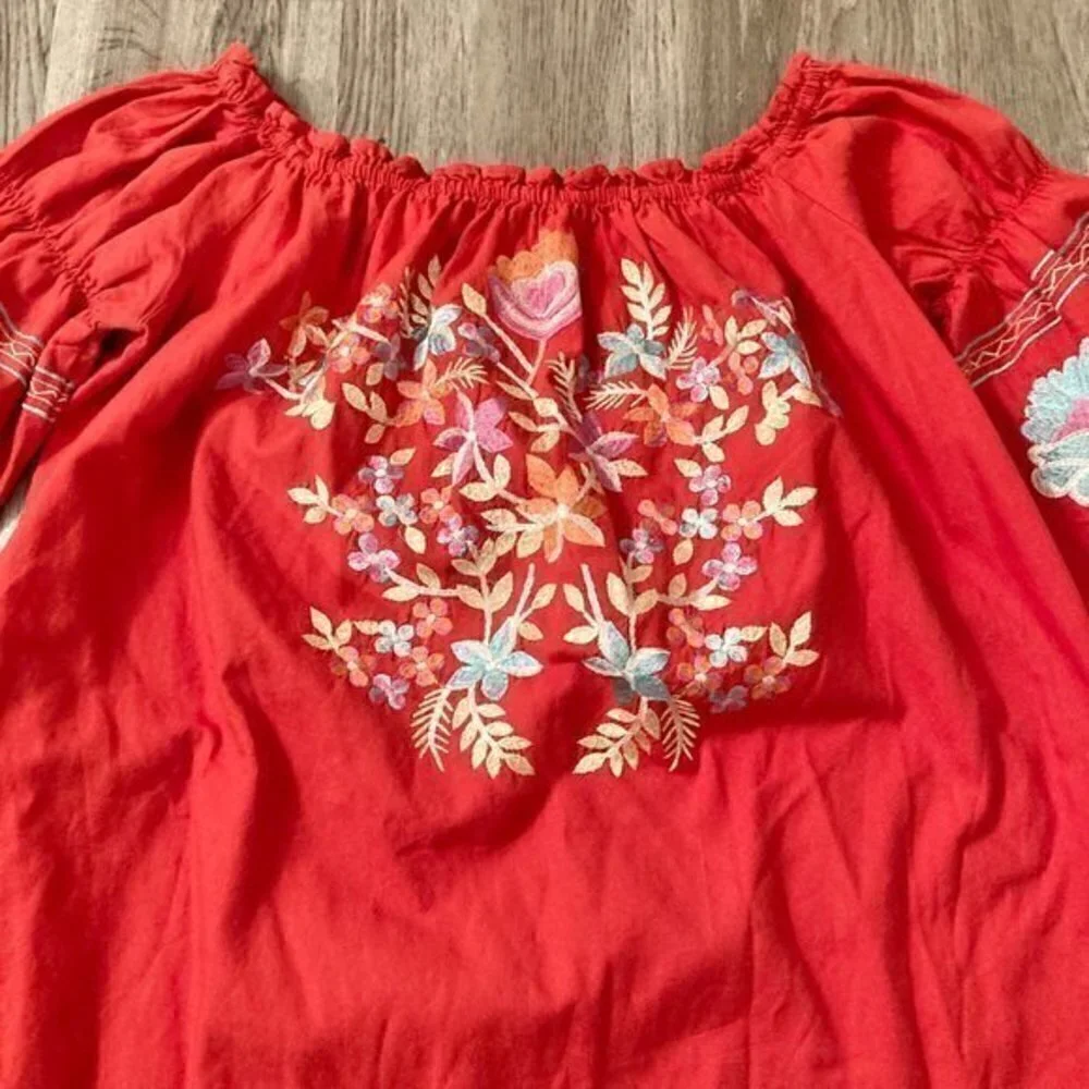 Free People Fleur Du Jour Red Mini Dress with Pockets Size S NWOT - Picture 3 of 9